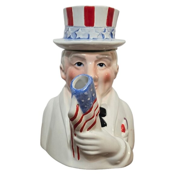 Uncle Sam Teapot Dept 56 Tea Time Legends 1990 Vintage Collectible Ceramic - Picture 3 of 16